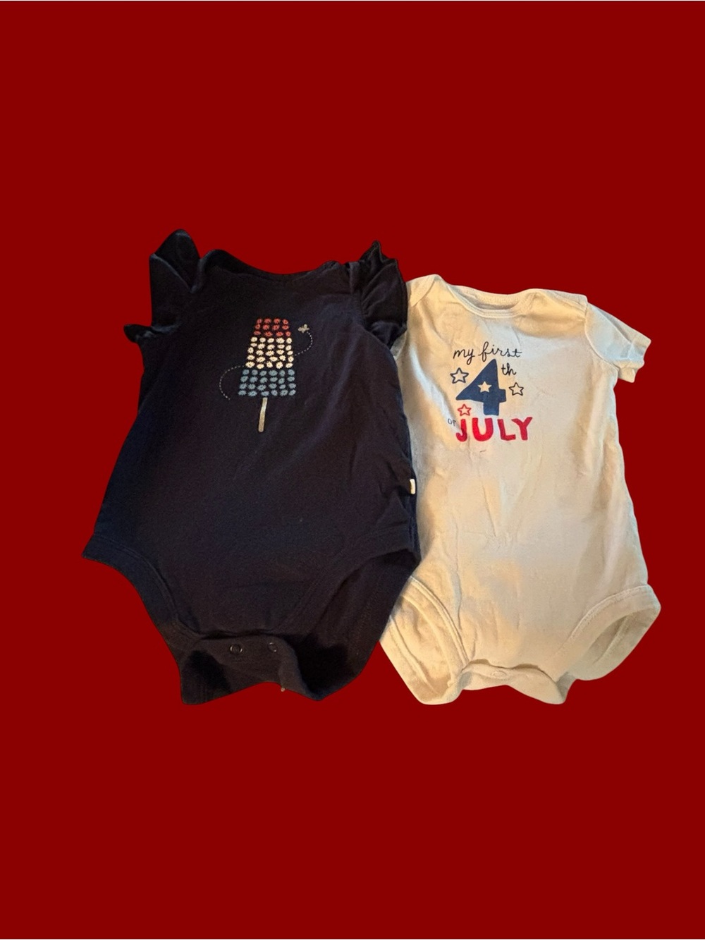 Kids Patriotic Navy and White One-Piece Bodysuits-2 Pack perfect for 4th of July